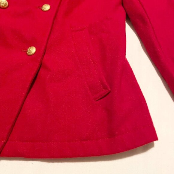 Tommy Hilfiger Red Woold Blend Peacoat Jacket Womens Large - Picture 6 of 16